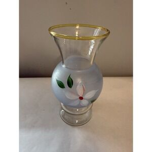 Bartlett‎ Collins Mini Bud Vase 6" Hand Painted Clear-Frosted Glass Vintage